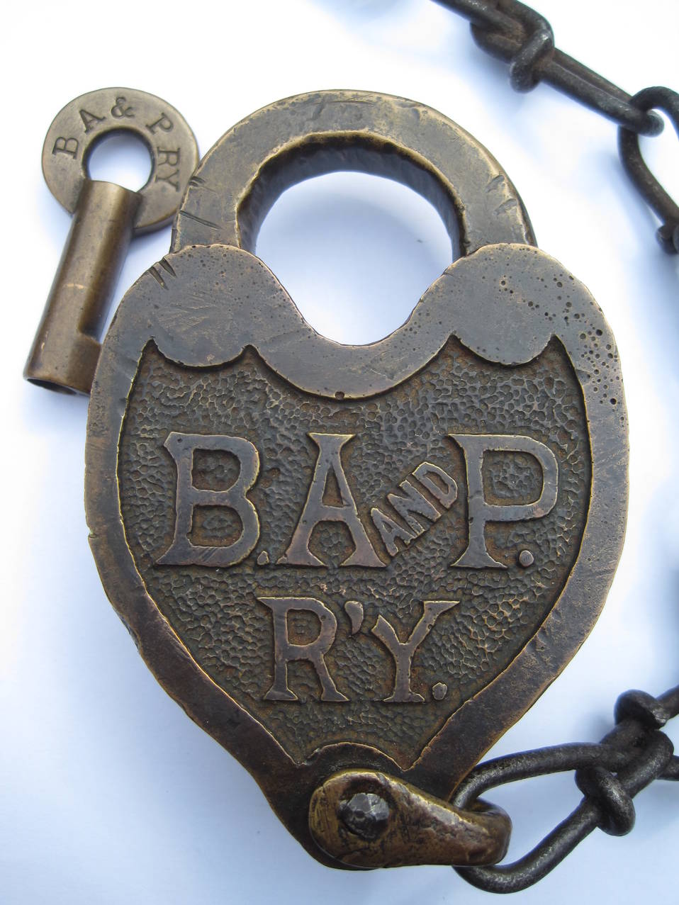Norfolk & Western Railway Brass Fancy Castback Lock and Key