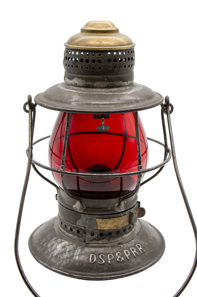 dspprr-brasstop-bell-bottom-lantern.-denver south park and pacific railroad-mm buck-south park line-narrow gauge railroad lantern-colorado railroad lantern