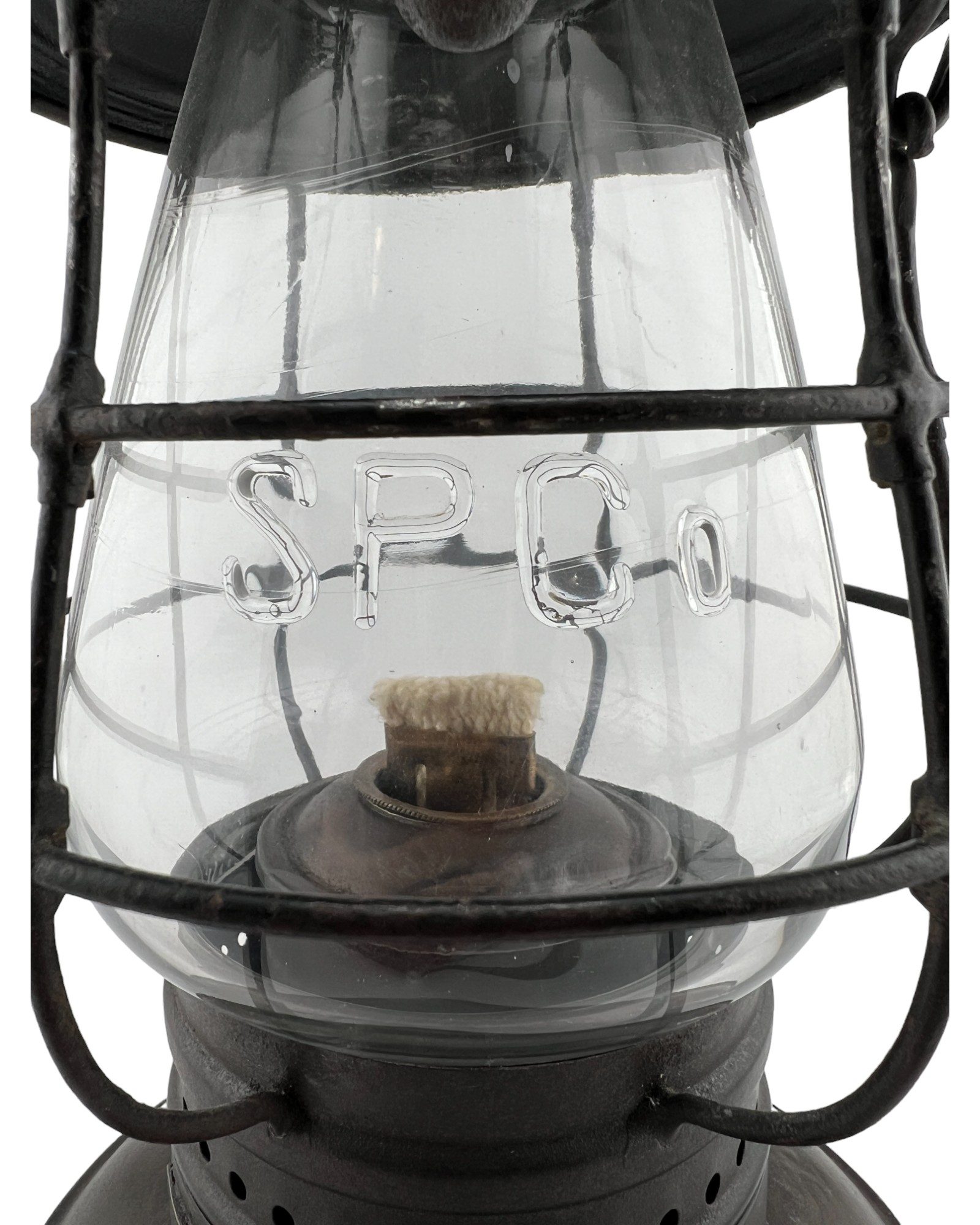 SPCO railroad lantern-southern pacific railroad-brass top railroad lantern-bell bottom railroad lantern-adams and westlake lantern-railroad antique lantern-railroadiana