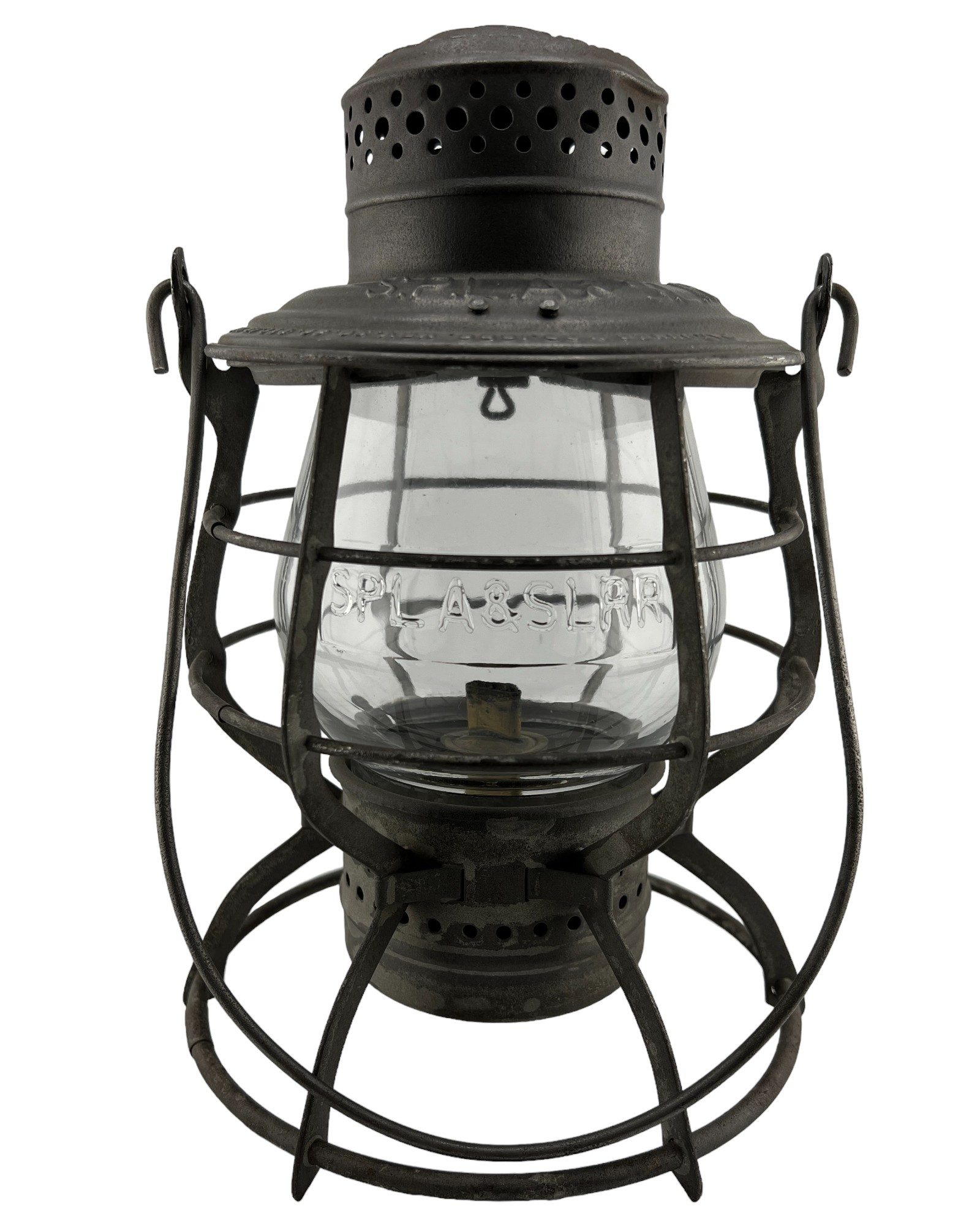 SPLASLRR railroad lantern-cast globe-railroad antique-railroadiana-authentic railroad memorabilia