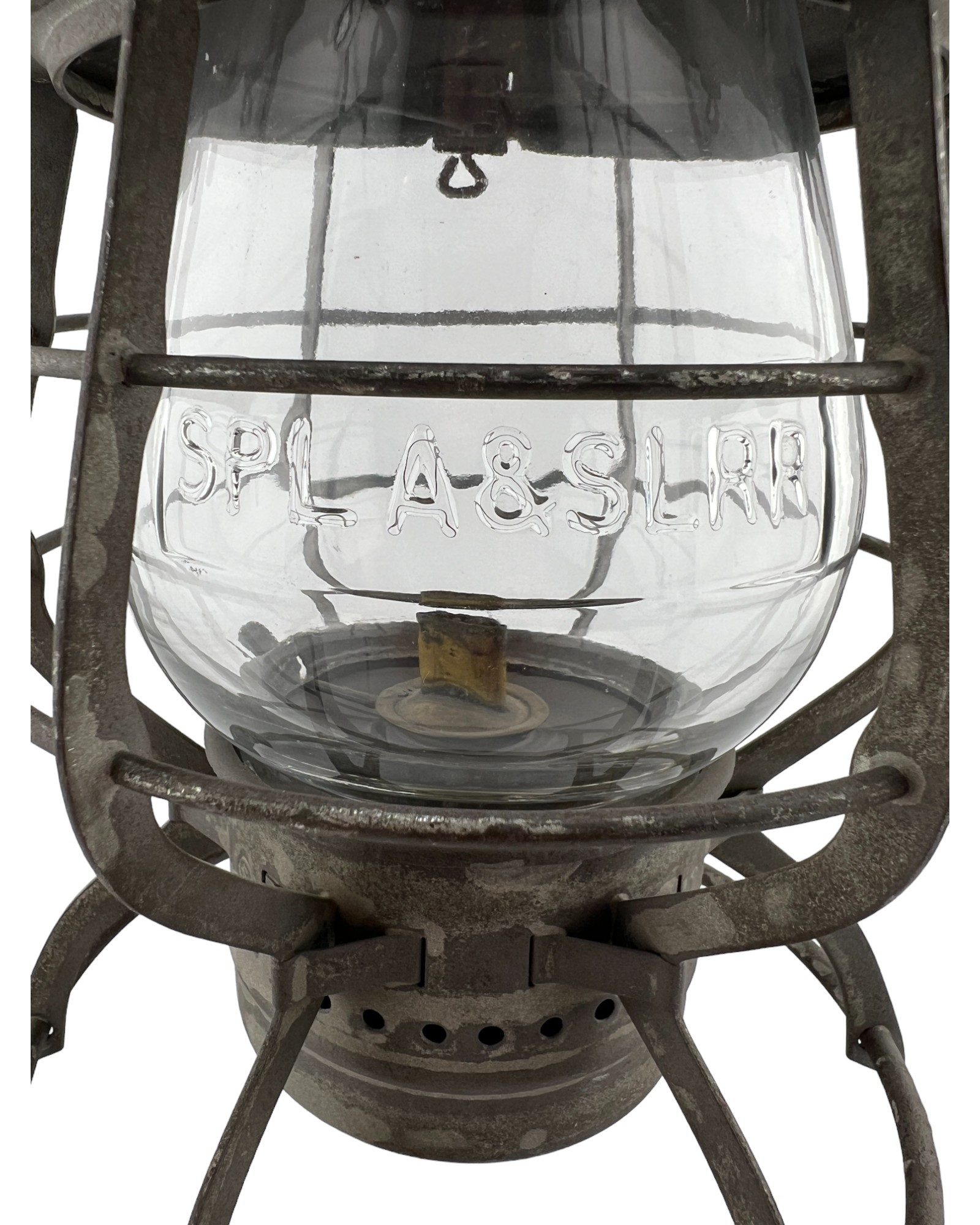 SPLASLRR railroad lantern-cast globe-railroad antique-railroadiana-authentic railroad memorabilia