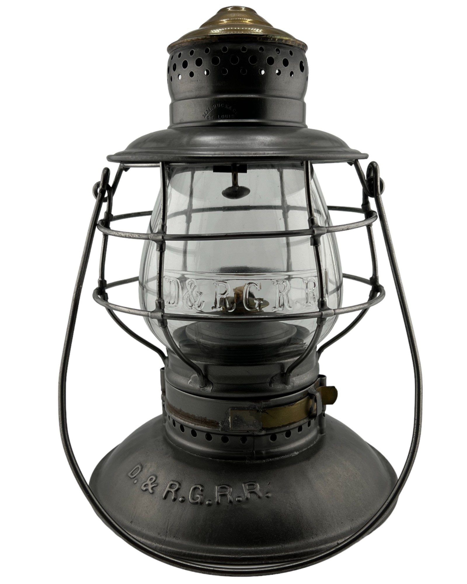 D&RGRR railroad lantern - brass top bell bottom lantern - mm buck